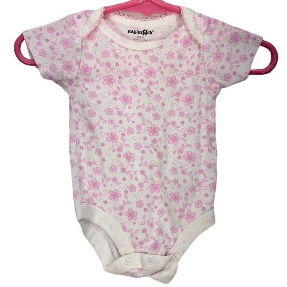 Babies R Us 0-3 Months Floral pink white bodysuit‎